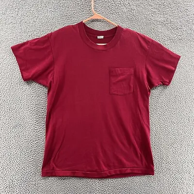 VINTAGE Fruit Of The Loom T Shirt Men Large Red Blank Street Wear Single Stitch • $18.99
