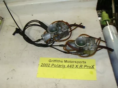 02 POLARIS 440 XR ProX Edge 34mm MIKUNI Oem Carbs Carburetors Cables Choke Race • $298