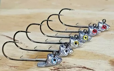 5 Pack - Unpainted/Swimbait Jig Heads With 3D Eyes (1/4 To 1 1/2oz) • $11.50