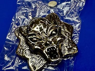 Monster Head Demon NOS 3D Cutout Silver Tone Belt Buckle • $9.95