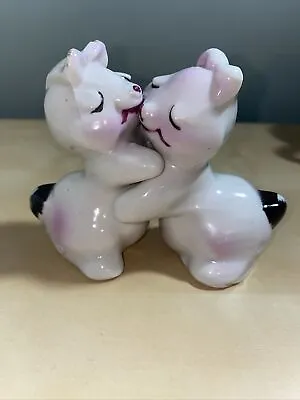 Vintage White Pink Black Bunny Hug Van Tellingen Salt And Pepper Shakers • $9.99