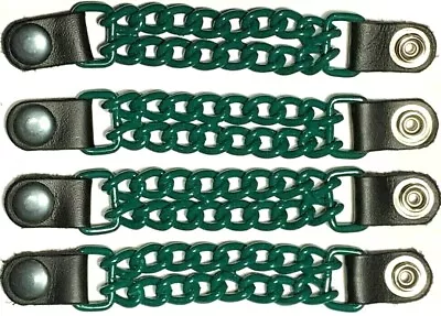 4 Emerald Green Powder Coated Double Chain Motorcycle Vest Extenders Made In Usa • $23.99