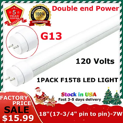 F15T8-CW 7W T8 Straight Tube Medium Bi-Pin Base 5500K - Cool White Pack Of 1 • $14.72