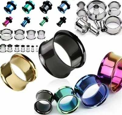 £3.95 • Buy 1 Pair Stainless Surgical Steel Ear Tunnels Stretchers Taper Body Jewellery Plug