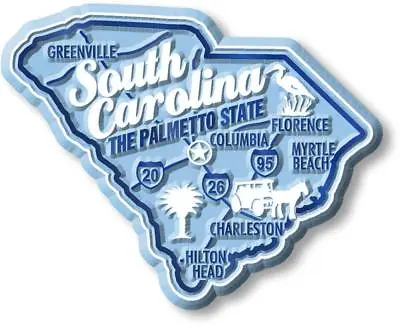 South Carolina The Palmetto State Premium Map Fridge Magnet • $6.99