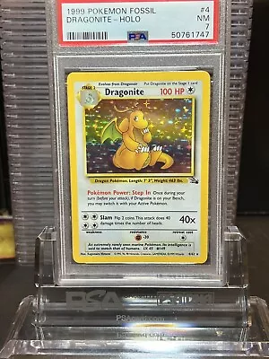 $20.50 • Buy Pokemon WOTC Dragonite HOLO Fossil #4 PSA 7 (NM)