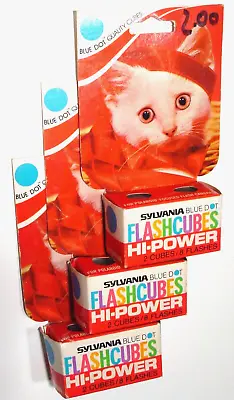 3 Pks. Vintage Flashcubes Sylvania Blue Dot (6 Cubes/24flashes) Hi-Power USA NOS • $15.99