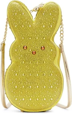 Betsey Johnson Kitsch Peeps Yellow Rhinestone Bunny Rabbit Easter Crossbody Bag • $158