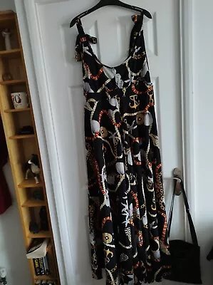 Boohoo Nautical Print Tie Shoulder Plunge Maxi Dress Size 16 Nwt • £10