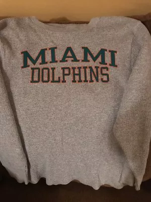 Reebok Miami Dolphins Youth 10-12. Gray Thermal Long Sleeve Shirt Good Condition • $7.99