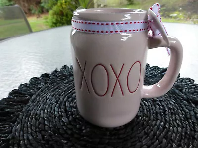 Rae Dunn Pink Ceramic Valentine's   XOXO   Mason Jar Mug NWT • $10