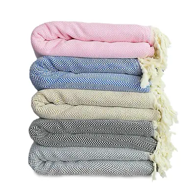 £9.99 • Buy 100% Cotton Double 200 X 200 Soft Cosy Turkish Hammam Bed Throw Lounge  Blanket