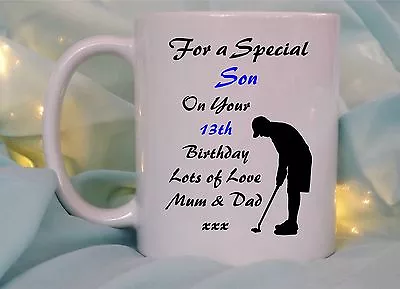 Personalised Birthday Gift For Him Golf Mug Teenager Pensioner Dad Son Grandpa • £10.95