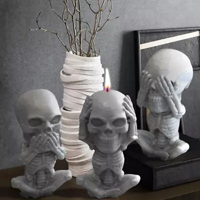 3D Skull Candle Mold Silicone DIY Party Making Resin Halloween Decor Mould UK • £9.61