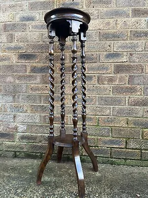 1 Vintage Wooden Barley Twist Jardiniere Floral Plant Stand 2 Tiers Scroll Legs • £179.99