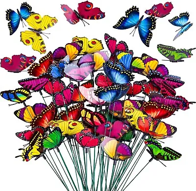 50PCS Butterfly Garden Decorations10inch Butterfly Stakes Waterproof Decorative • $7.90
