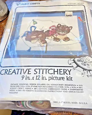 Cats Kittens Vogart Crafts Creative Stitchery Crewel Embroidery Kit #2201 • $12.50