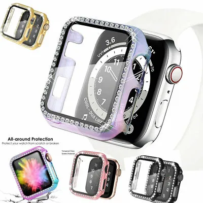 $12.99 • Buy Bling Diamond Screen Cover Protector Case For Apple Watch Series SE 8 7 6 5 4 32