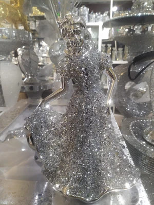 £19.99 • Buy Crushed Diamond Cinderella Crystal Gypsy Bride Snow White Silver Ornament Shelve