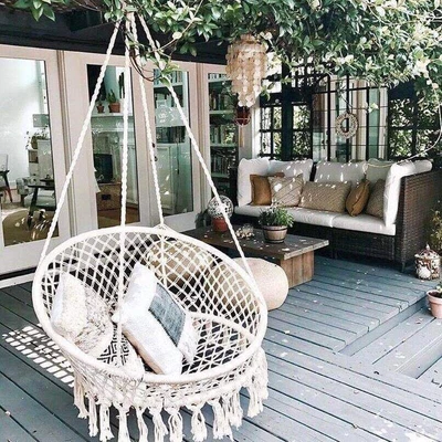 £34.99 • Buy UK Hanging Hammock Rope Swing Chair Macrame Hammock Seat Outdoor Indoor Garden