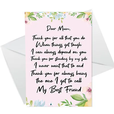 Birthday Mothers Day Card For Mum Poem From Daughter Son Special Card For Her • £2.95