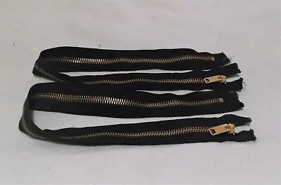 2 Vintage Black/Brass 23 Inch Comar Zippers Unused Non-Separating New Old Stock • $25