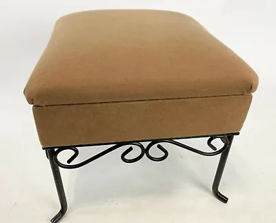 12  Modern Bent Metal Bottom Microsuede Fabric Tan Square Storage Foot Stool • $54.99