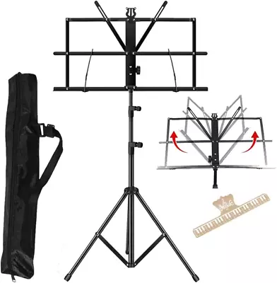 ENNBOM 2-In- 1 Music Stand Portable Folding Sheet Music Stand Adjustable Music • $21.08