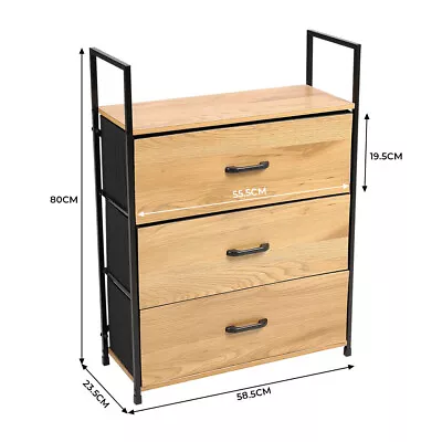 Steel& Wood Frame Bedside Cabinet Storage Cabinet 3/4/6 Canvas Chest Of Drawers  • £39.95