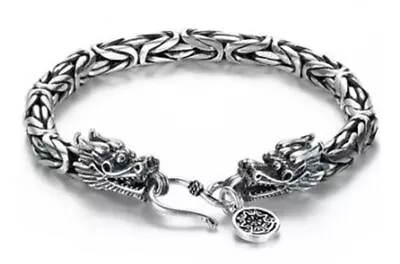 $9.98 • Buy Dragon Scale Link Chain Bracelet Men‘s Stainless Steel Ouroboros Bangle 