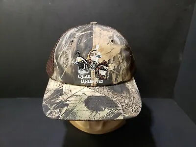 Vintage Quail Unlimited Ballcap Camouflage Mesh Back Trucker Hat Made In The USA • $49.99