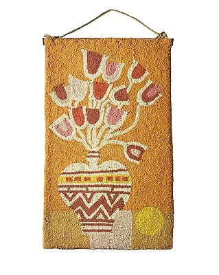 Vintage Evelyn Ackerman ERA Hand Hooked Tapestry Rug Floral Wall Hanging • $1350