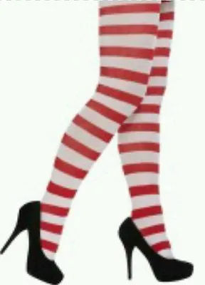 £3.49 • Buy Ladies/mens Red & White Stripy Tights Christmas/hen/stag Party Fancy Dress