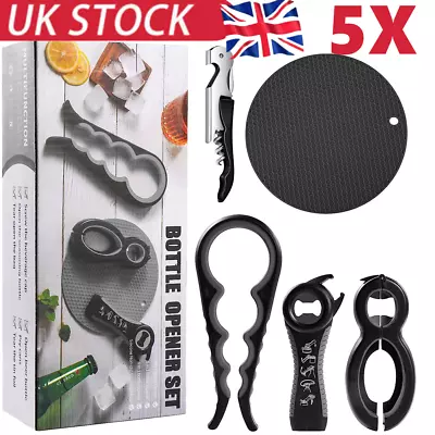 £9.99 • Buy Jar And Bottle Opener Gadget 6 In 1 Easy Grip Rubber Multi Tool Lid Arthritis