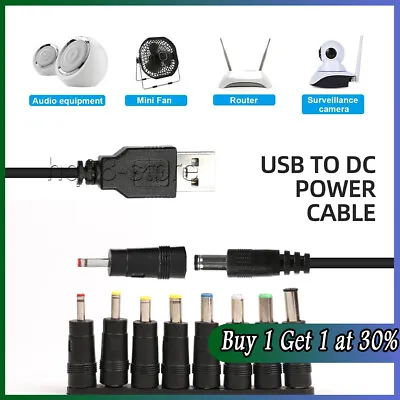 USB-A To 2.0-5.5mm Barrel Jack Male DC 5V Power Charger Plug Adapter Cable Lead • £4.16