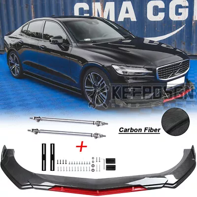 For Volvo S60 R Design CARBON FIBER Front Bumper Lip Splitter Spoiler Body Kit • $103.77