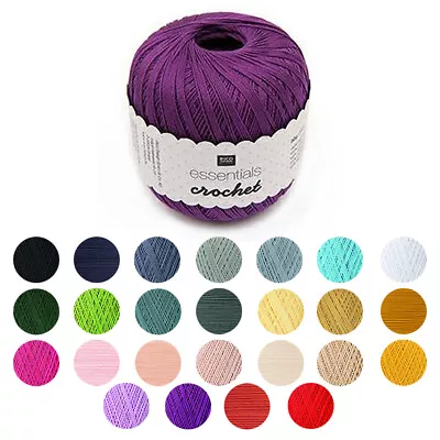 Rico Essentials Yarn Wool 100% Cotton 3 Ply Baby Mercerized Knitting Crochet 50g • £2.90