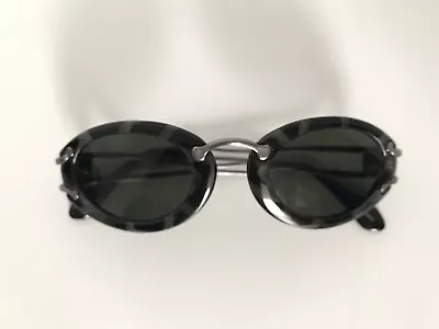 KARL LAGERFELD Black And Gray 4108 06 Sunglasses With Green Lenses • $74.99