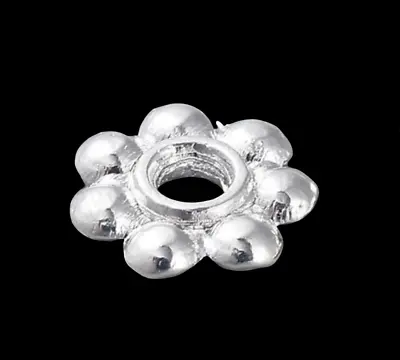 ❤ 500 X Bright Silver Plated DAISY FLOWER Spacer Bead 4mm Jewellery Making UK ❤ • £1.95