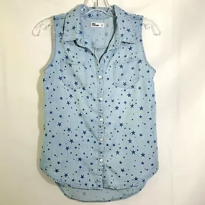 Girls Epic Threads XL  Blue W/Stars Button Up Sleeveless Top • $8