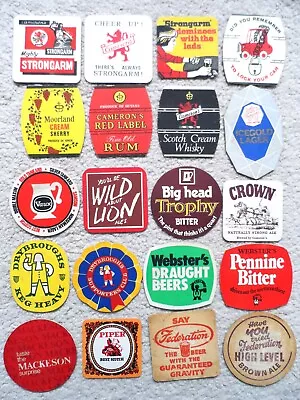 20 Vintage BEER DRINK MATS Coasters ~ 70s & 80s ~ Camerons Vaux Websters #7 • £5