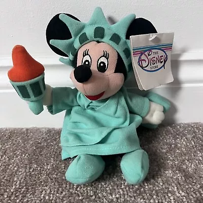 Disney Store Minnie Mouse Plush Soft Toy Teddy 9 Inch Statue Of Liberty  NEW • £14.95