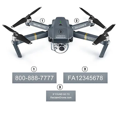 Drone Registration Number Decals / Labels - FAA UAS Compliant - Mavic Pro Shown • $6.97