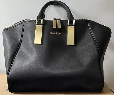 Calvin Klein Black Saffiano Leather Bag NEW • £55