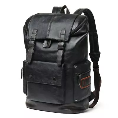 Mens Leather Backpack Travel Laptop Bag School Waterproof Business Shoulder Bags • $39.99