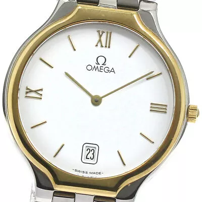 OMEGA De Ville Symbol YG Bezel White Dial Quartz Men's Watch_792900 • $853.09