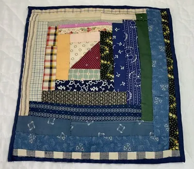 Vintage Antique Patchwork Quilt Table Topper Log Cabin Early Calico Prints • $15.95