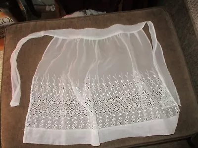 Vintage Apron--Chiffon Organza--White--Floral--preowned • $2.99