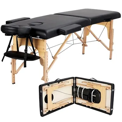 $69.99 • Buy Massage Table Portable Adjustable Tattoo Bed Spa Bed Lashing Table 2 Fold Used