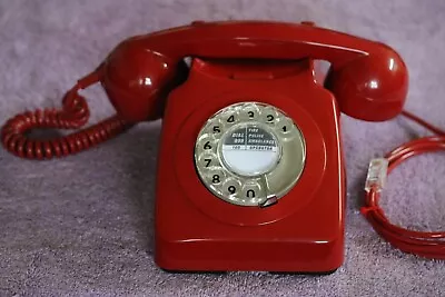 Vintage GPO 746 RED Dial Telephone Working BT Dated 1970's • £48